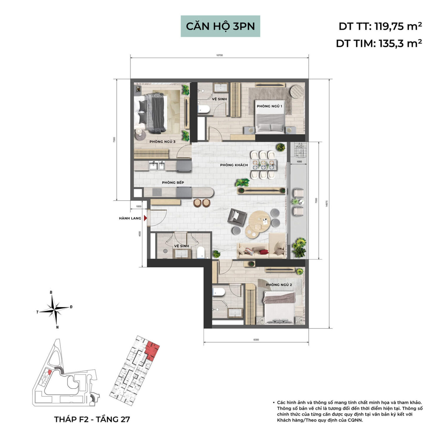 Trang chủ 87 Mặt bằng chi tiết căn hộ Taseco Trung Văn 3 phòng ngủ